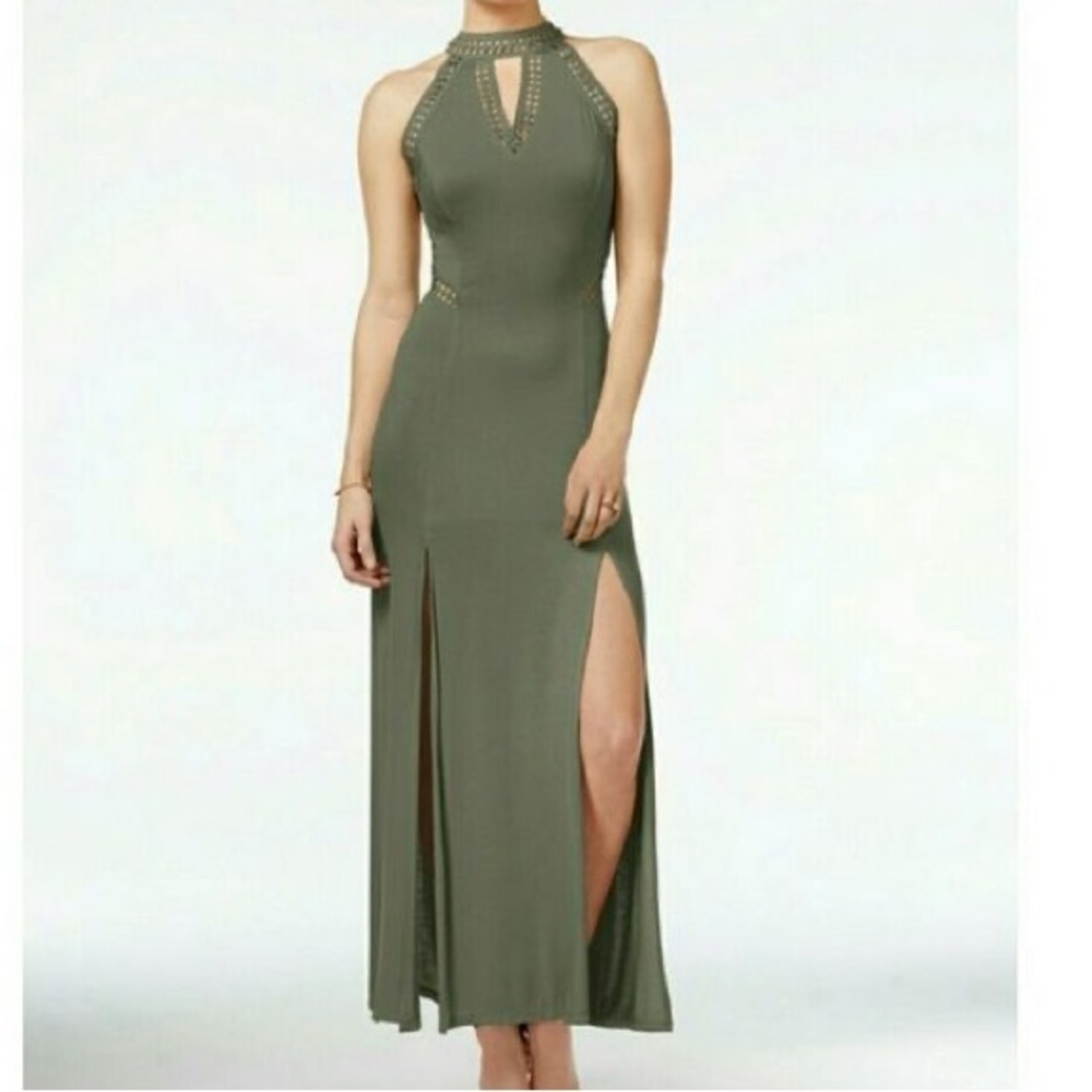 Guess Juliana Crochet Green Double Split Hem Sleeveless Maxi Dress Size S NWT